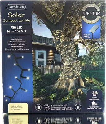 Produktbild von Lumineo Solar Compact Twinkle Lichterkette 1.600 cm 750 Lichter warmweiß