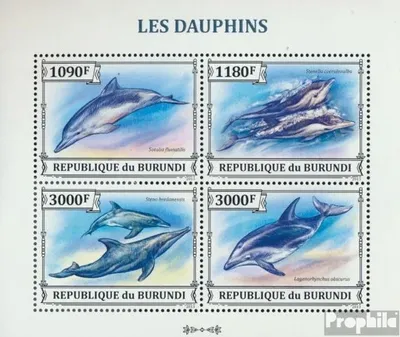 Produktbild von Briefmarken Burundi 2013 Mi 3293-3296 Kleinbogen (kompl. Ausgabe) postfrisch Delfine