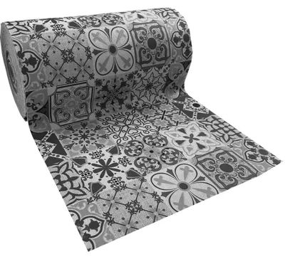 Imagen del producto de Alfombra moqueta antideslizante por metros para cocina y pasillo - Azulejo Retro Gris 7080005-3