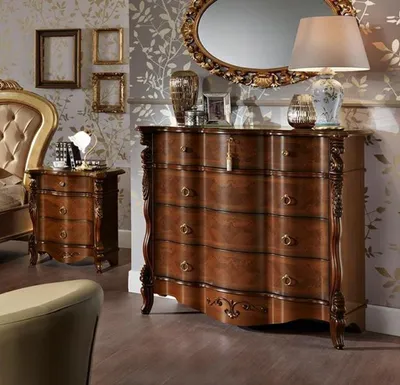 Produktbild von Bett Doppel Betten Nachttisch Kleiderschrank Kommode Schlafzimmer Möbel 5tlg.