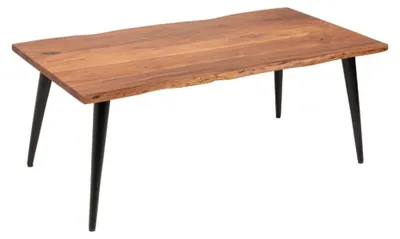 Productafbeelding van Salontafel NERA 110 cm in massief acaciahout met zwarte metalen poten - industriële stijl