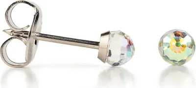 Produktbild von Chirurgenstahl Ohrstecker mit Kristallkugel 4mm in Aurora Borealis Studex Sensitive