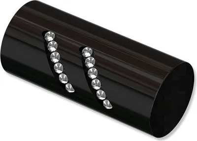 Produktbild von Interdeco Endstücke Glitzerzylinder für Gardinenstangen 20 mm Ø, Schwarz, Modell Zoena (Packung 2 Stück)