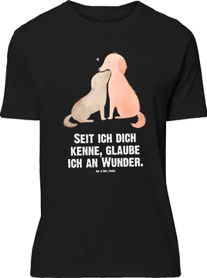 Produktbild von Mr. & Mrs. Panda Größe M T-Shirt Hunde Liebe - Schwarz - Geschenk, Optimitisch, Vertrauen, Herren, Hund, Herz, Tshirt, mit Spruch, Sprüche, Wunder, Shirt