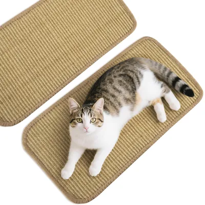 Produktbild von Kratzmatte Katze 2 Stück, Natürliche Sisal Teppich, Kratzteppich Kratzpads für K