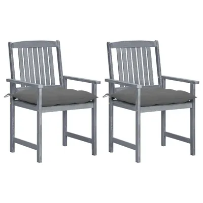 Produktbild von Schlichtes Gartenstühle mit Kissen 2 Stk. Grau Massivholz Akazie - 1808467