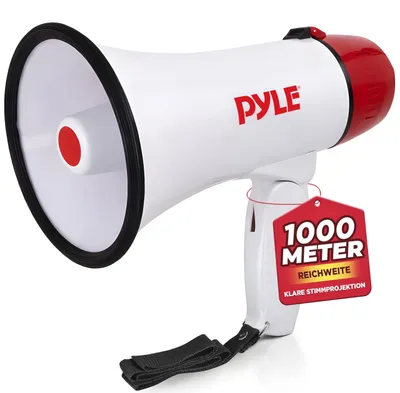 Produktbild von Pyle Megaphon mit Sirene, 20W, faltbar, Lautstärke einstellbar, Reichweite 550m