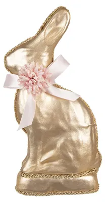 Produktbild von Clayre & Eef Dekorationsfigur Kaninchen 11x5x22 cm Goldfarbig Textil