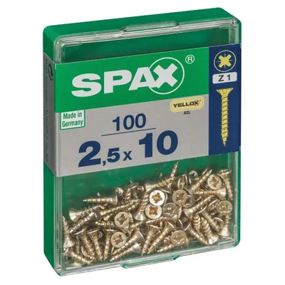 Image de Lot de 100 vis acier tête fraisée pozidriv SPAX, Diam.2.5 mm x L.10 mm