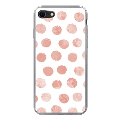 Produktbild von MuchoWow® Handyhülle Schutzhülle Hülle für iPhone SE 2020 Polka dots - Rosa - Weiß Silikon Softcase Handy Hülle - Kartenbesitzer