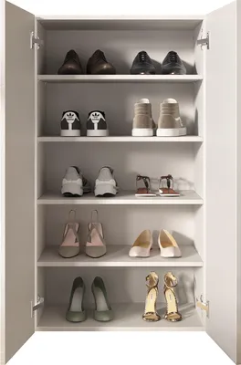 Produktbild von Dmora Schuhschrank Rodengo 63x35x116h cm Weiß Glänzend, 4 Einlegeböden 15 Paar