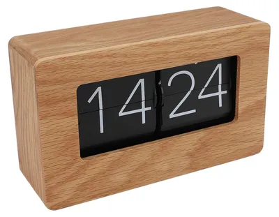Flip-Klok aus Holz, 24h Automatik-Tischuhr, Retro-Design