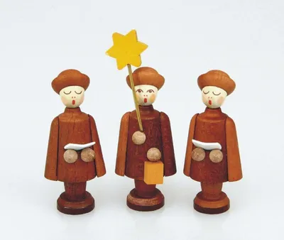 Produktbild von Holzfiguren 3 Kurrendefiguren natur Höhe 3,5cm NEU