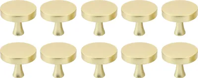 Immagine prodotto di Natural Goods Berlin Maniglia per mobili KREISEL, pomolo per mobili, maniglia per armadi, pomolo per cassetti e porte, oro (spazzolato), 10 pezzi