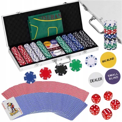 Produktbild von Poker Set 500 Chips Filzmatte 2 Kartendecks Aluminiumkoffer