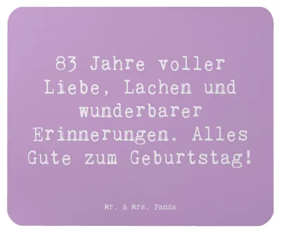 Produktbild von Mr. & Mrs. Panda Mouse Pad Spruch 83. Geburtstag - Lavendeltraum - Geschenk, Happy Birthday, besonderer, herzlicher, mousematte, Erinnerungen, Ehrung, Alter, mausteppich