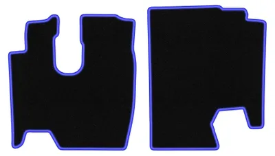 Productafbeelding van Velours automatten voor Mercedes Atego 1 1995-2005 – 2-delig, zwart/blauw, op maat – Wielganizator CARLUX