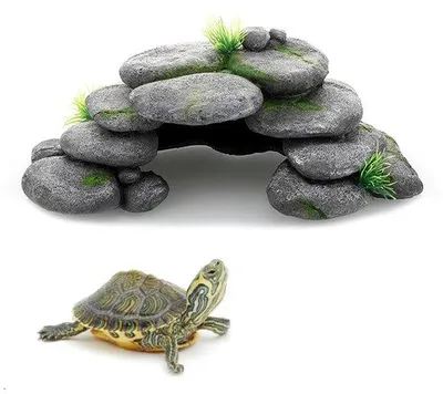 Produktbild von Aquariumholz, Aquariendekoration, groß, Felsenhöhle, Dekoration mit grünem Gras, Zubehör für Schildkröten, für Fische, Garnelen, zum Verstecken, Dekoration, Harz, Zubehör, 23 x 12,5 x 7,5 cm