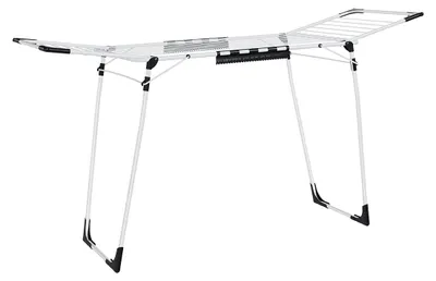 Image de Porte-vêtements blanc – étendoir à linge pliable – acier/polypropylène – 56,5 x 173 x 96,5 cm – 4 kg