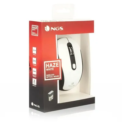 Produktbild von NGS HAZE, Beidhändig, Optisch, RF Wireless, 1600 DPI, Schwarz, Weiß