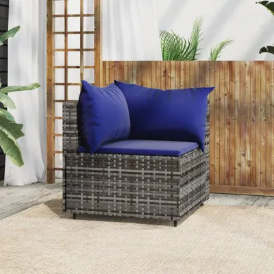 Produktbild von vidaXL Garten-Ecksofa mit Kissen Grau Poly Rattan