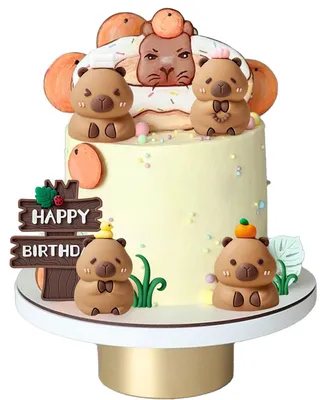 Capibara Figuren Tortenaufsatz – 4er Set Caketopper