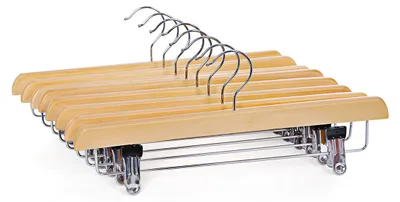 Productafbeelding van Hoppa! | Kledinghangers | 8 stuks, van hout, met antislipclips