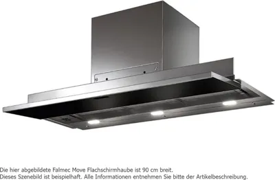 Immagine prodotto di falmec Move ventilatore piatto, 80 cm, acciaio inox, vetro nero 101904