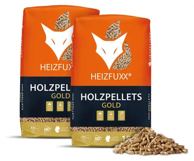 Produktbild von Heizfuxx Gold HD-Qualität ENplus A1 Holzpellets Nadelholz 15kg x 2 Sack 30kg