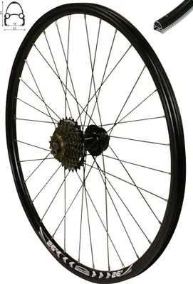 Produktbild von REDONDO 26 Zoll Hinterrad Laufrad Felge QR Schwarz Disc + 7 fach Shimano Kranz