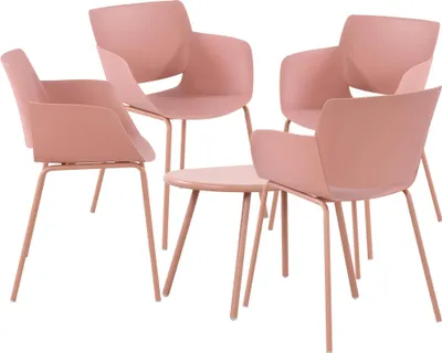 Produktbild von CLP Sitzgruppe Velvena Set Tisch Velva Stühle Alpena wetterfest und UV-beständig pink 4 Stühle