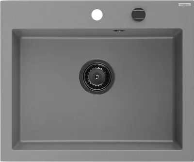 Produktbild von Mexen Elix Granitspüle ein Becken 600 x 500 mm, grau, schwarzer Siphon - 6525601005-71-B