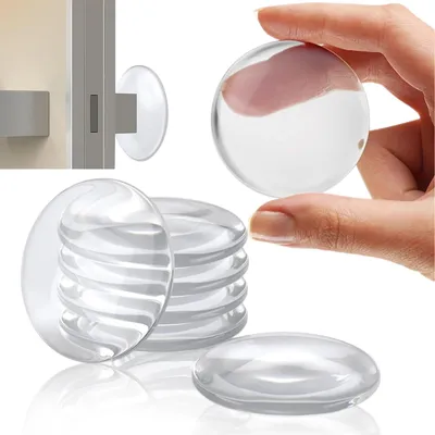 Image de 20 butoirs de porte autocollants et transparents, 50 x 8 mm, butoirs de porte en silicone insonorisants, butoirs pour poignées de porte, butoirs élastiques, butoirs universels pour murs, portes, portes intérieures, sols et armoires.