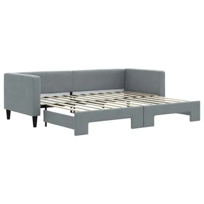 Zdjęcie produktu dla vidaXL Łóżko dzienne rozkładane jasnoszare 80x200 cm tkanina