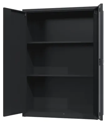 Produktbild von Povag Büroschrank, Aktenschrank aus Stahl, Werkzeugschrank, 130x92x42 cm Schwarz