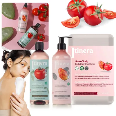 Produktbild von ITINERA Geschenkset: Milch, Körperlotion + Duschgel mit Tomate 2x370ml