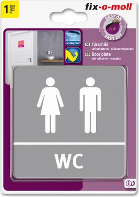 Produktbild von Türschild WC grau fix-o-moll