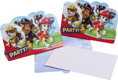 Produktbild von 8 Einladungskarten Paw Patrol mit Umschlägen 14 x 8 cm