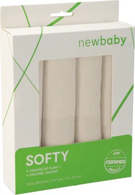 Obrázok produktu pre Látkové plienky z organickej bavlny New Baby Softy 70 x 70 cm 4 ks