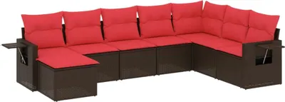 Zdjęcie produktu dla vidaXL 8-częściowa sofa ogrodowa z poduszkami, brązowa, z polirattanu