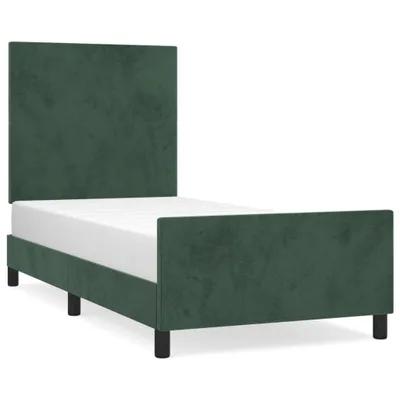 Image de vidaXL Cadre de lit sans matelas vert foncé 100x200 cm velours
