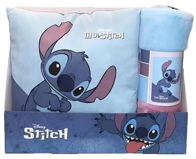 Obrázok produktu pre Disney - Zestaw poduszki i koca polarowego Stitch - Akcesoria premium