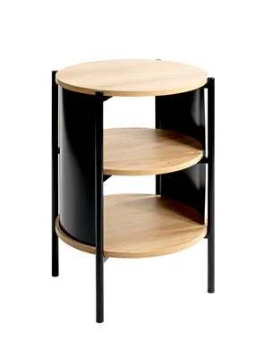 Produktbild von HAKU Beistelltisch Nachtkonsole Eiche natur, schwarz - Metall, MDF, B/H/T: 44x60x44 cm