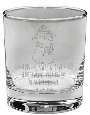 Produktbild von Mr. & Mrs. Panda Tumbler Schweinchen Glühwein - Transparent - Geschenk, Whiskey, Glas, Betrunken, Whiskyglas, Spruch, Weihnachtsmarkt, Old Fashioned, Winter, Becher