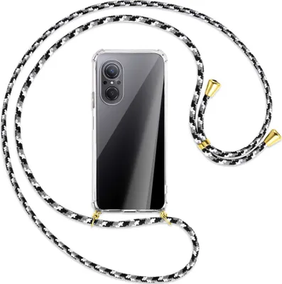 Produktbild von Handykette Backcover-Schutzhülle mit Band (Metall goldfarben) für Huawei nova 9 SE - schwarz/grau/weiß
