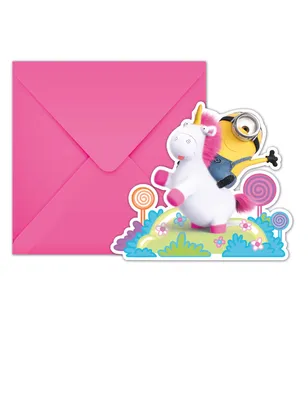 Produktbild von Minions-Einladungen 6 Stück bunt 11 x 10 cm