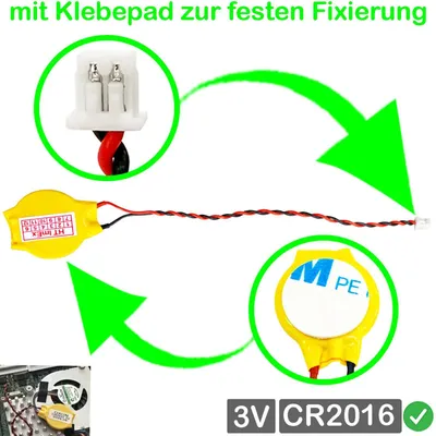 Produktbild von 90mAh RTC Bios CMOS Batterien BIOS CR 2016 3V Knopfzelle mit stecker 4 x 3 mm