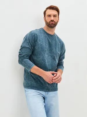 Zdjęcie produktu dla Koszulka z długim rękawem dla mężczyzn – XL – Vintage Stonewash – 100% bawełna – wygodna i stylowa