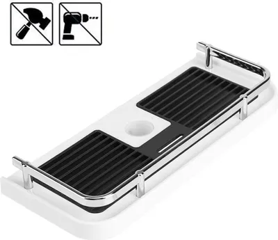 Produktbild von Duschablage für die Duschstange Ohne Bohren Badezimmer Dusche Rack Duschregal Bad Dusche Ablage Duschablage zum Hängen Badezimmerablage mit 2 Haken