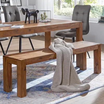Produktbild von Sitzbank FineBuy Massiv Holz Esszimmerbank Küchenbank Holzbank Esszimmer Bank